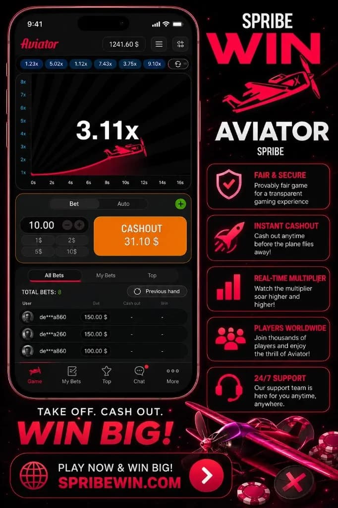 Spribe Win interface on Android