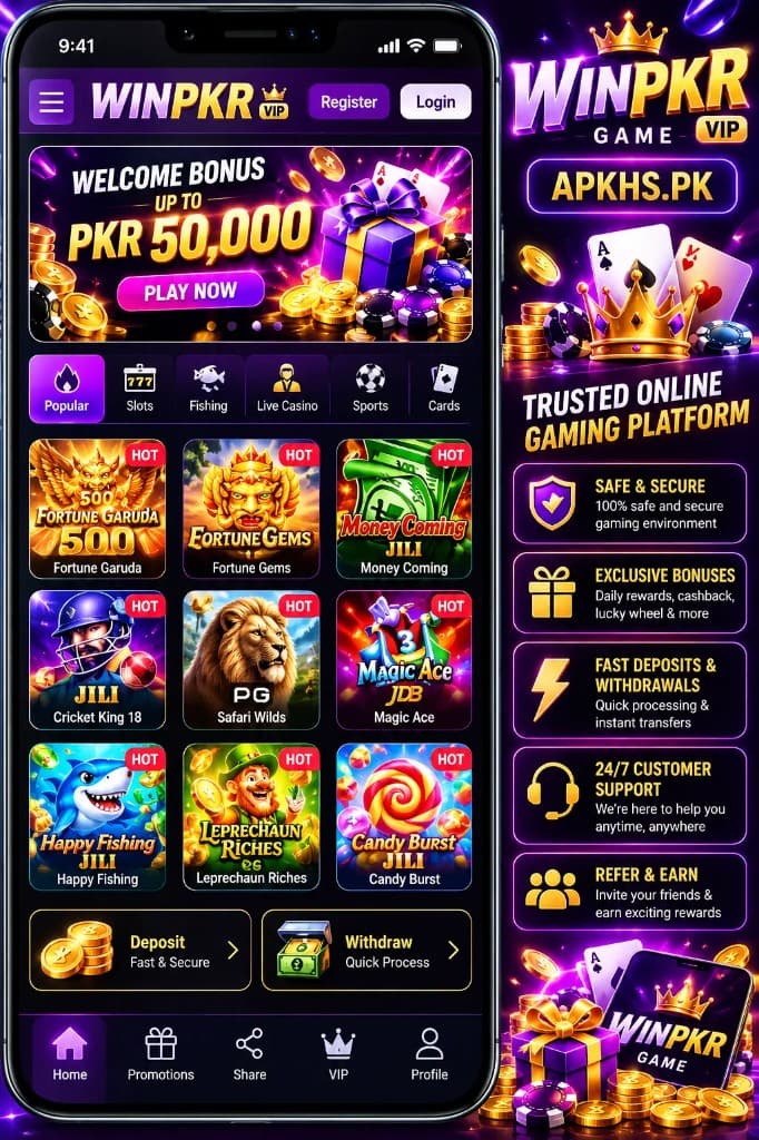 Winpkr Game interface on Android